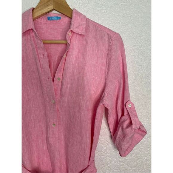 J. McLaughlin Melinda Linen Shirtdress in Begonia Pink Size XS - Picture 6 of 12